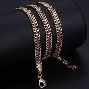 Rose Gold 6mm Double Weaving Chain Link Necklace